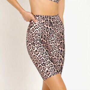 Onzie x Equinox Shops Leopard Print High Waisted Bike Shorts